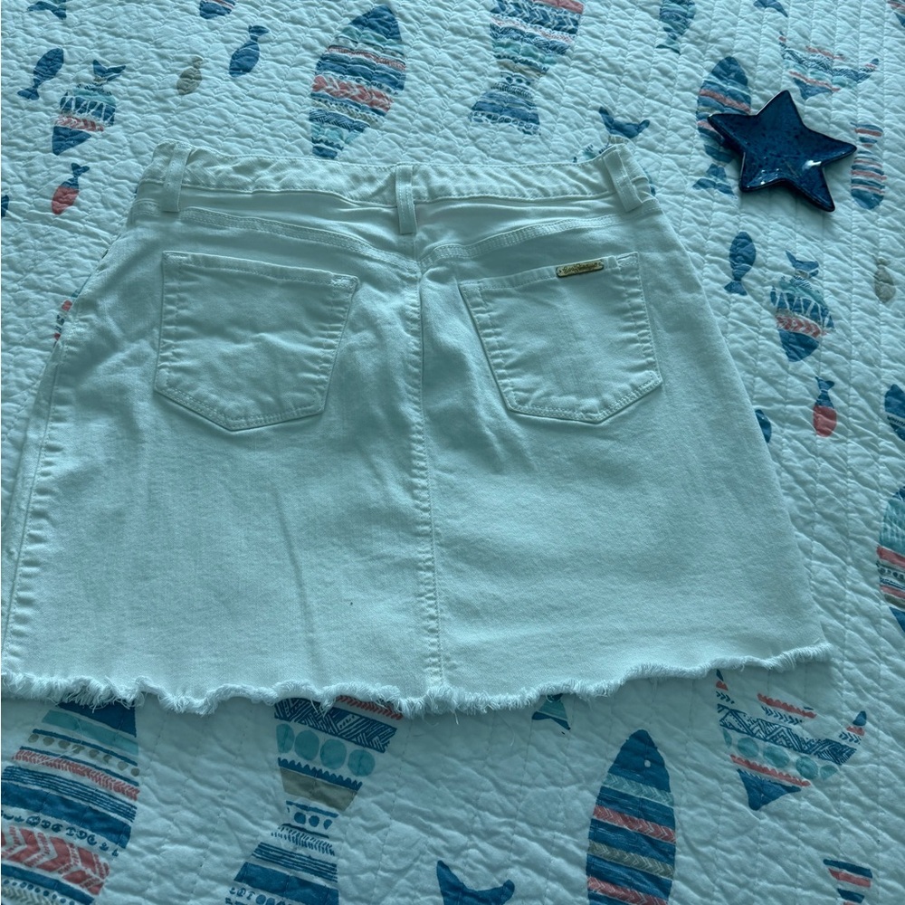 Lilly Pulitzer White Denim Mini Skirt with Raw Hem
